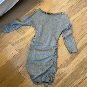 Off the shoulder, grey dress